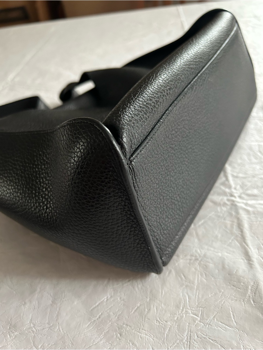 CUYANA Double Loop Black Pebbled Leather Crossbody Shoulder Bag Italy w/ Dustbag - Picture 8 of 8